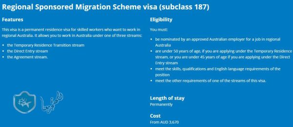 نوع التأشيرة الأسترالية