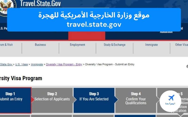 ‏موقع وزارة الخارجية الأمريكية للهجرة travel.state.gov