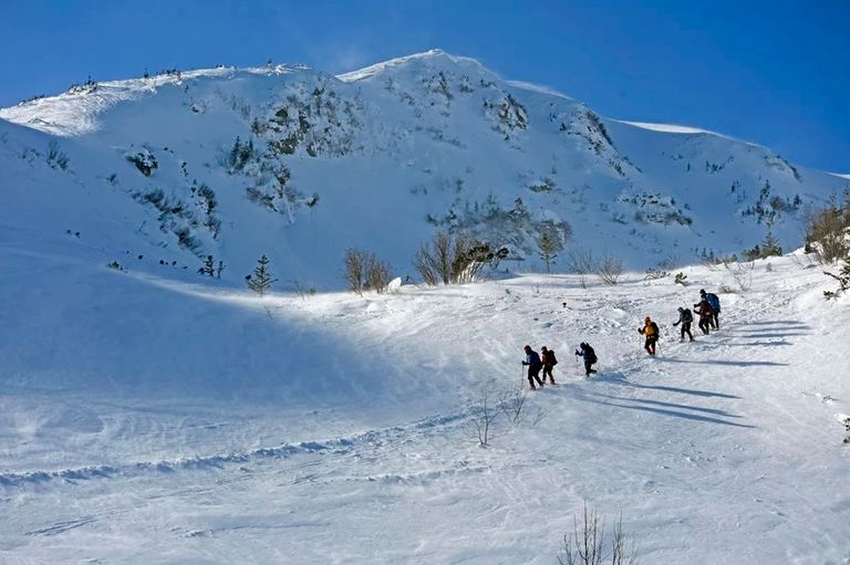 يتزلج السياح بالقرب من سلسلة جبال Chornohora وهي جزء من جبال الكاربات في غرب أوكرانيا - موقع npr